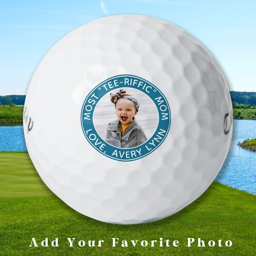 Custom Photo MOM Personalized Trendy Modern Golfer Golf Balls