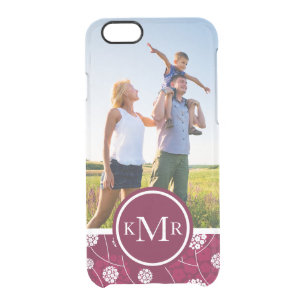 Custom Photo & Monogram Abstract floral pattern Clear iPhone 6/6S Case