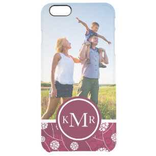 Custom Photo & Monogram Abstract floral pattern Clear iPhone 6 Plus Case