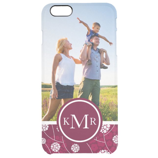 Custom Photo & Monogram Abstract floral pattern Uncommon iPhone Case (Back)