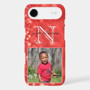 Custom Photo Monogram Add A Name Coral Glitter iPhone 17 Air Case