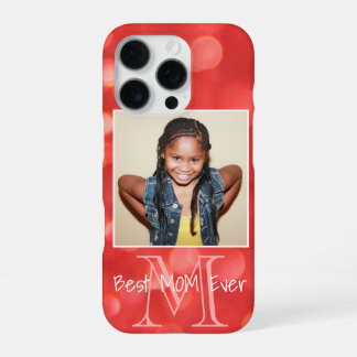 Custom Photo Monogram Add Your Name Coral Bokeh iPhone 16 Pro Case
