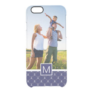 Custom Photo & Monogram Anchor pattern Clear iPhone 6/6S Case