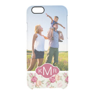 Custom Photo & Monogram Beautiful Peony Pattern Clear iPhone 6/6S Case