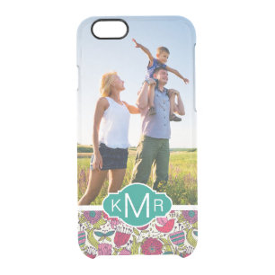 Custom Photo & Monogram Bright floral pattern Clear iPhone 6/6S Case
