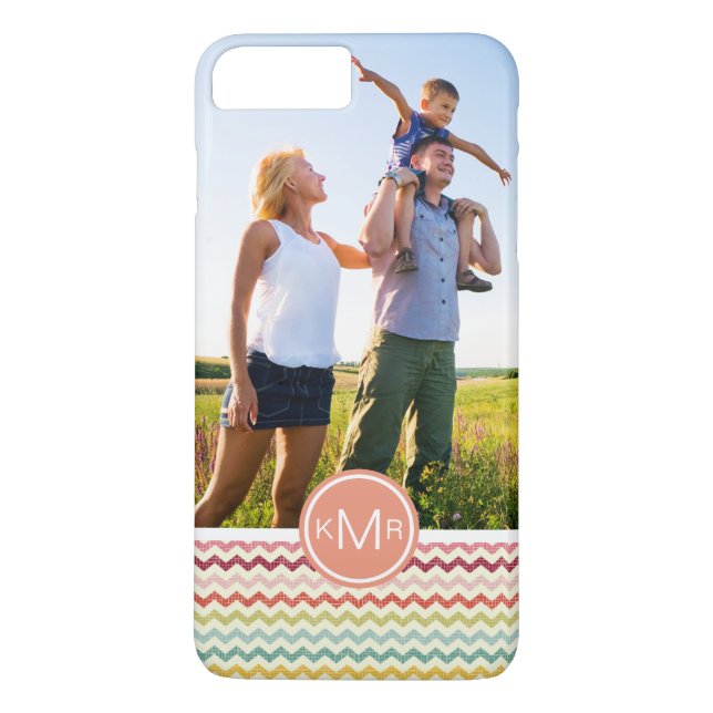 Custom Photo & Monogram Chevron Pattern 4 Case-Mate iPhone Case (Back)