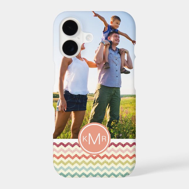 Custom Photo & Monogram Chevron Pattern 4 Iphone Case (Back)