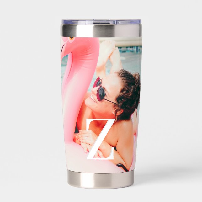 Custom Photo Monogram Chic Insulated Tumbler (Front)