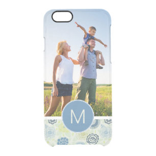 Custom Photo & Monogram Cute Floral Pattern Clear iPhone 6/6S Case