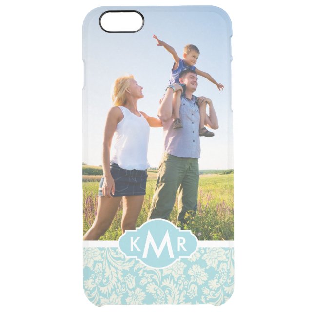 Custom Photo & Monogram Damask Pattern 3 Uncommon iPhone Case (Back)