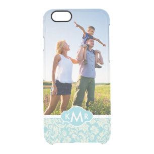 Custom Photo & Monogram Damask Pattern 3 Clear iPhone 6/6S Case