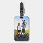 Custom Photo &amp; Monogram Damask Pattern 6 Luggage Tag