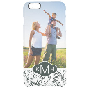 Custom Photo & Monogram Damask Clear iPhone 6 Plus Case