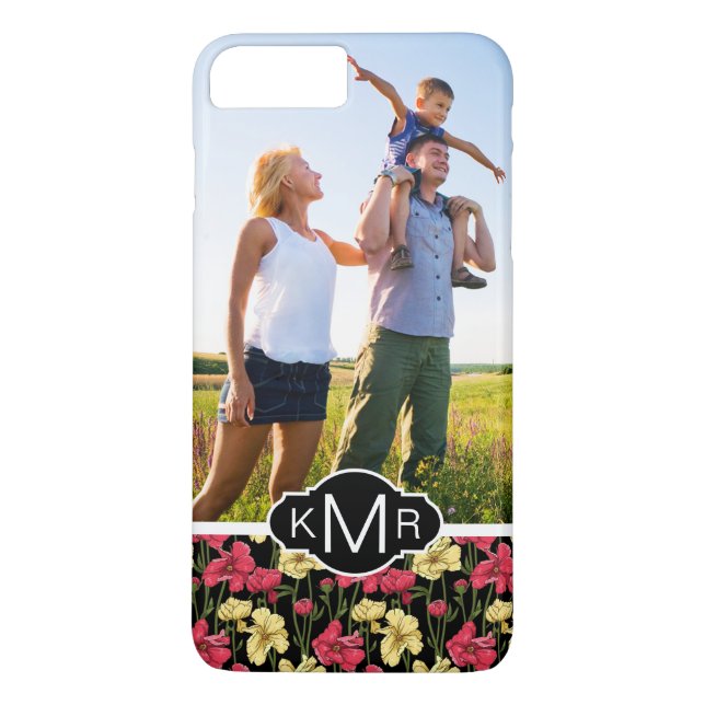 Custom Photo & Monogram Elegant floral pattern 2 Case-Mate iPhone Case (Back)