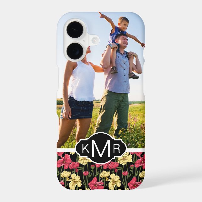 Custom Photo & Monogram Elegant floral pattern 2 Iphone Case (Back)