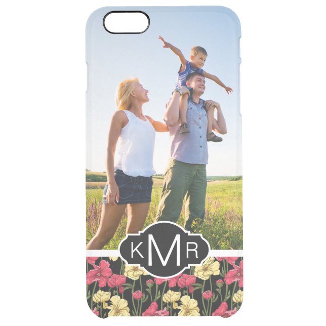 Custom Photo & Monogram Elegant floral pattern 2 Uncommon iPhone Case (Back)