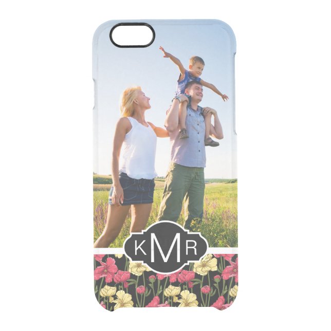 Custom Photo & Monogram Elegant floral pattern 2 Uncommon iPhone Case (Back)