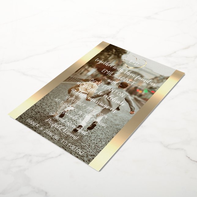  Custom Photo Monogram Event Heart Modern Foil Invitation (Rotated)