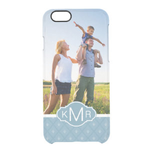 Custom Photo & Monogram Fleur-de-lis pattern Clear iPhone 6/6S Case