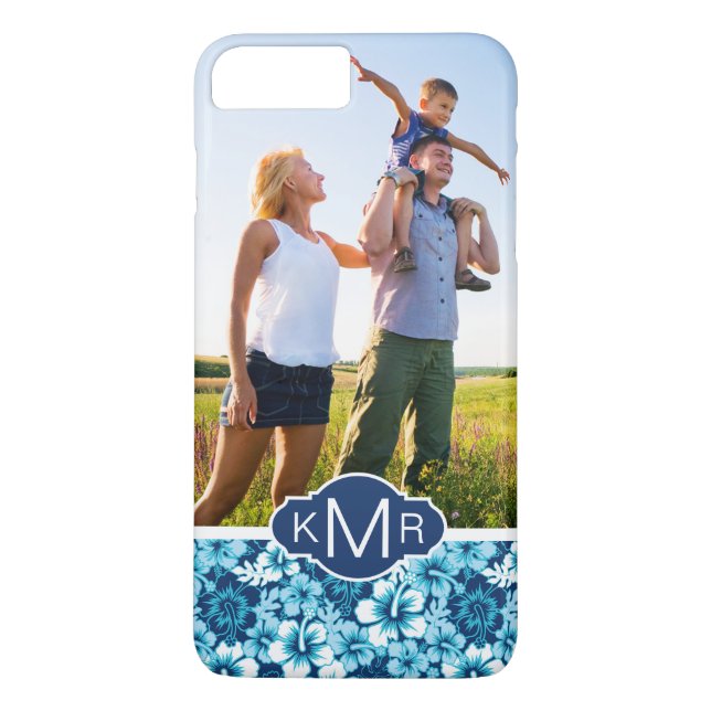 Custom Photo & Monogram Floral Hibiscus Pattern Case-Mate iPhone Case (Back)