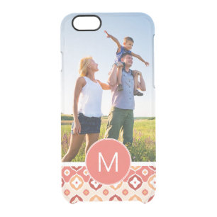Custom Photo & Monogram Golden Ikat Pattern Clear iPhone 6/6S Case