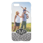 Custom Photo &amp; Monogram lace with leopard pattern iPhone SE/8/7 Case