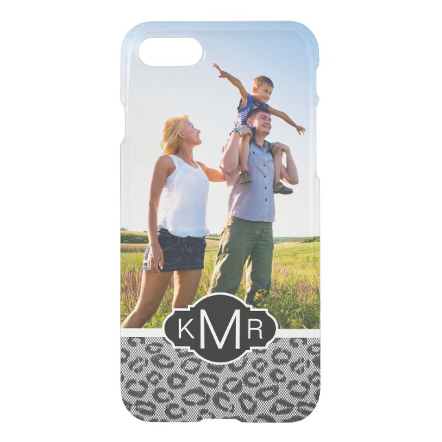 Custom Photo & Monogram lace with leopard pattern Uncommon iPhone Case (Back)