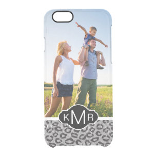 Custom Photo & Monogram lace with leopard pattern Clear iPhone 6/6S Case