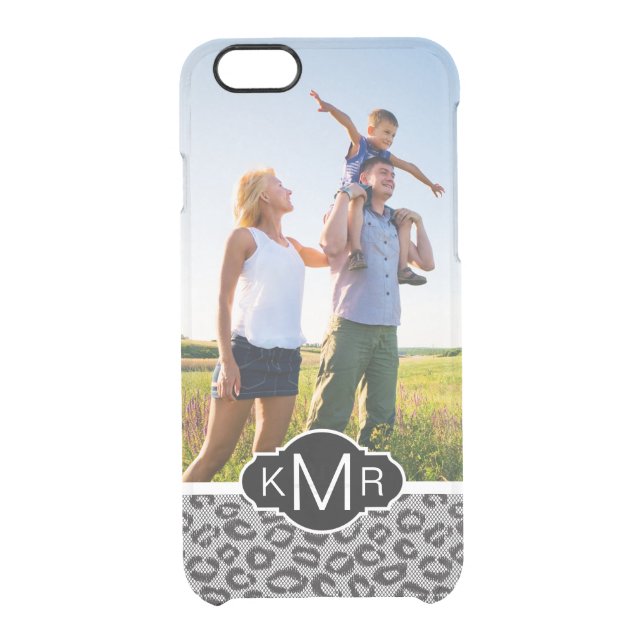 Custom Photo & Monogram lace with leopard pattern Uncommon iPhone Case (Back)