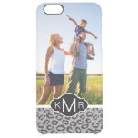 Custom Photo &amp; Monogram lace with leopard pattern Clear iPhone 6 Plus Case