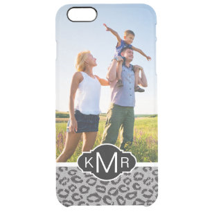Custom Photo & Monogram lace with leopard pattern Clear iPhone 6 Plus Case