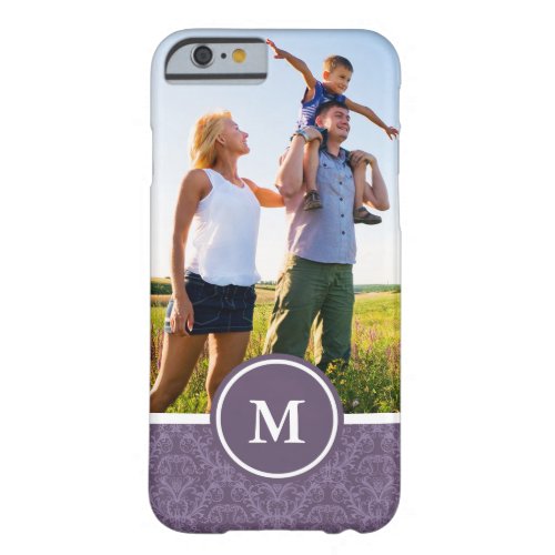 Custom Photo  Monogram Luxury Purple Wallpaper Barely There iPhone 6 Case