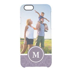 Custom Photo & Monogram Luxury Purple Wallpaper Clear iPhone 6/6S Case
