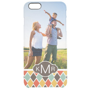Custom Photo & Monogram Modern Ikat Tribal Pattern Clear iPhone 6 Plus Case