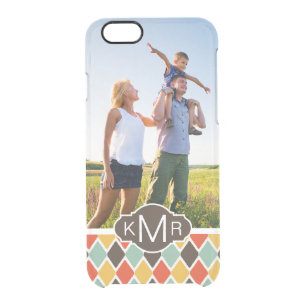 Custom Photo & Monogram Modern Ikat Tribal Pattern Clear iPhone 6/6S Case