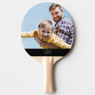 Custom Photo Monogram Name Modern Sports Dad Ping Pong Paddle