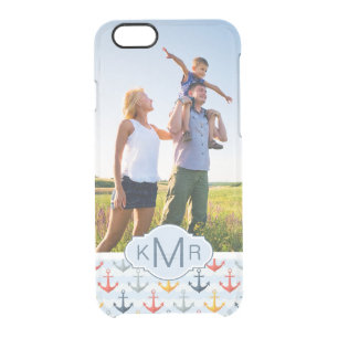 Custom Photo & Monogram Nautical Anchor Pattern Clear iPhone 6/6S Case