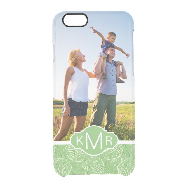 Custom Photo & Monogram Outline seashells Uncommon iPhone Case (Back)