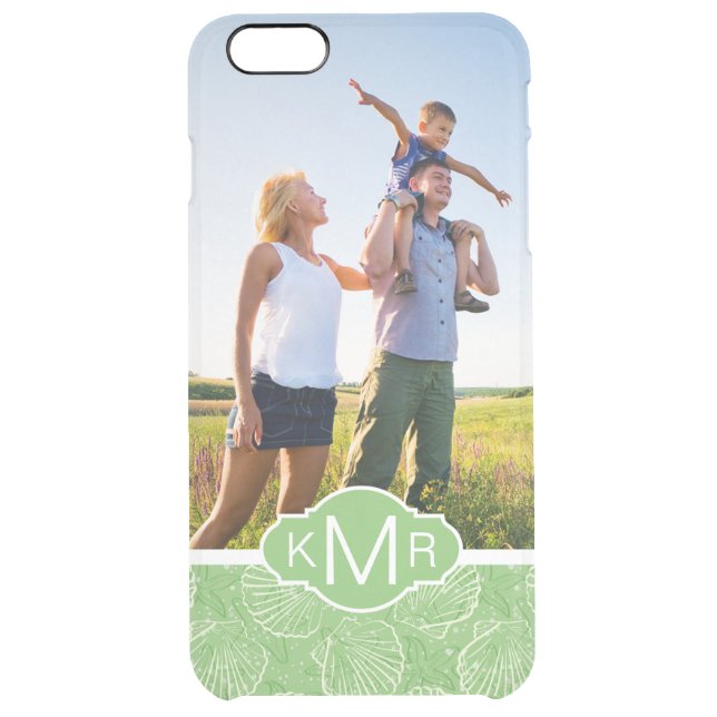 Custom Photo & Monogram Outline seashells Uncommon iPhone Case (Back)
