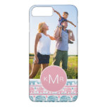 Custom Photo &amp; Monogram Pink &amp; Teal Elephants iPhone 8 Plus/7 Plus Case