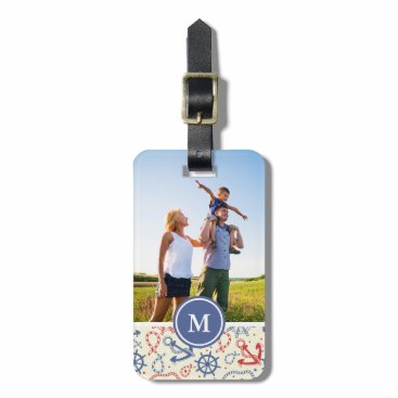 Custom Photo & Monogram Red and Navy with Anchor Luggage Tag Custom Photo & Monogram Red and Navy with Anchor Luggage Tag
