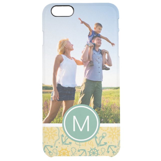 Custom Photo & Monogram Retro Anchor & Ropes Uncommon iPhone Case (Back)