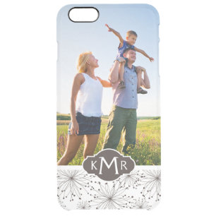 Custom Photo & Monogram Retro floral background Clear iPhone 6 Plus Case