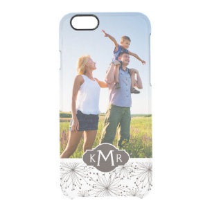 Custom Photo & Monogram Retro floral background Clear iPhone 6/6S Case