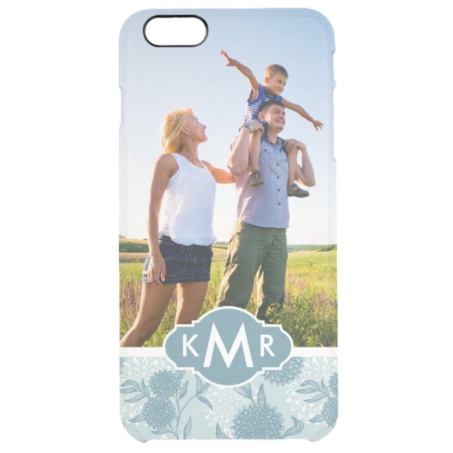 Custom Photo & Monogram Retro Floral Pattern 2 2 Uncommon iPhone Case (Back)
