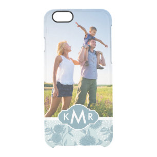 Custom Photo & Monogram Retro Floral Pattern 2 2 Clear iPhone 6/6S Case