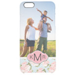 Custom Photo &amp; Monogram roses with blue polka dots Clear iPhone 6 Plus Case