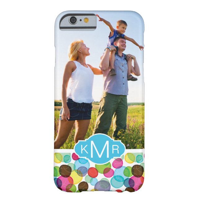 Custom Photo & Monogram Round bubbles pattern 2 Case-Mate iPhone Case (Back)