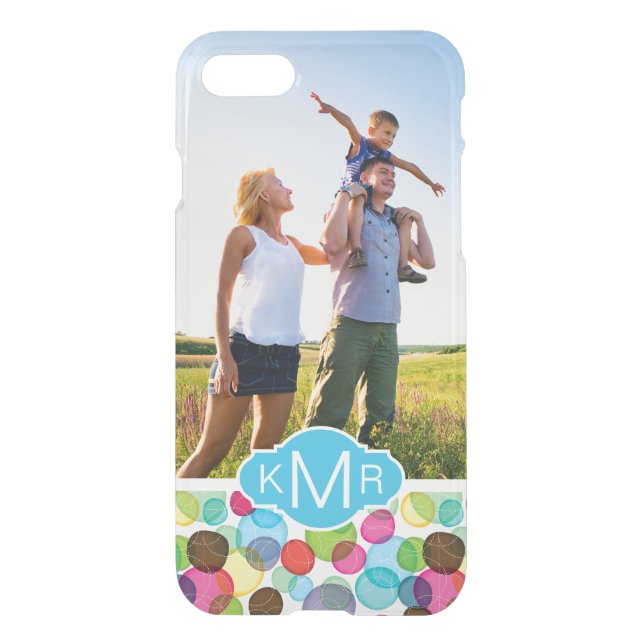 Custom Photo & Monogram Round bubbles pattern 2 Uncommon iPhone Case (Back)
