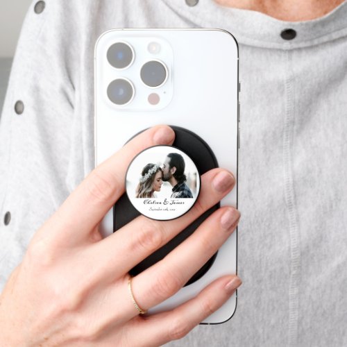 Custom Photo Monogram Script Calligraphy Name  PopSocket